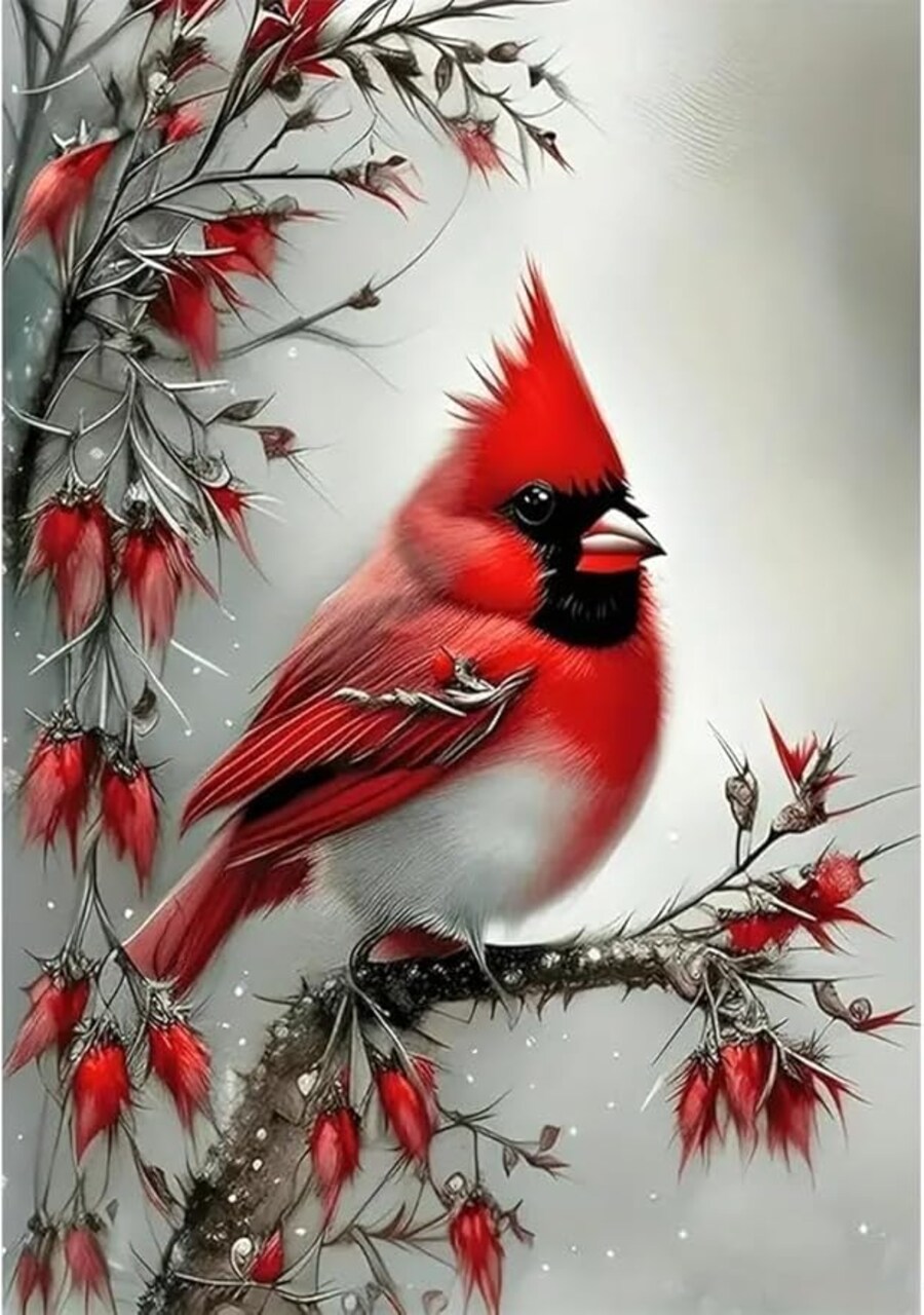 Cardinals 5D DIY Diamond Art Kits Full Drill Diamond Dots for Gift Wall Decor and Relaxation Gem Arts 12x16 inch